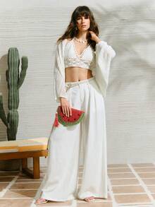 SHECARRY Túi xách nữ, ví cầm tay, túi cói, thời trang, thanh lịch, đơn giản, cá tính, đa năng, hình quả chanh, hình quả dưa hấu, thích hợp cho bãi biển, kỳ nghỉ, mùa hè, ven biển, phối hợp hoàn hảo với phụ kiện dạ hội. - Màu dưa hấu - Xem 7