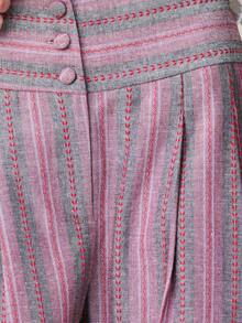 Nöista 条纹灯笼裤采用高腰设计，配有同色布料折叠纽扣、前口袋和可调节抽绳裤脚。适合春季、夏季休闲穿着，女士款。 - 粉色 - 查看 7