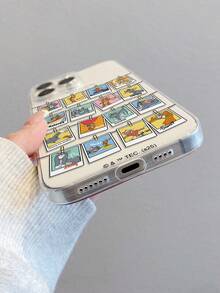 TOM & JERRY X SHEIN 猫和老鼠透明极简软壳卡通系列手机壳，兼容iPhone 17/13/14/15/16 Pro，原创手绘软壳，防摔设计，节日送给女朋友的礼物 - 彩色 - 查看 3