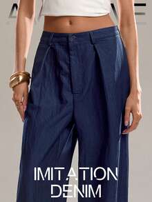 Avantive 春季/夏季/秋季/返校季/乡村音乐会/外出/生日/休闲/千禧年/2000年代/90年代/性感/西部牛仔女装/夜店/办公室/复古/紧身/锐舞音乐节/优雅/老钱/街头服饰/度假/乡村音乐会/工作/端庄/春假/单身派对/基础款/毕业/狂欢节/情人节/女士情人节/狂欢节服装/海滩/深蓝色阔腿裤 - 藍色 - 查看 7