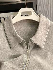 女士休闲简约双拉链短袖上衣，夏季 - 淺灰色 - 查看 4