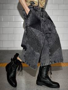 ROMWE MEN Street Life 男士做旧水洗牛仔短裤 - 棕色 - 查看 5