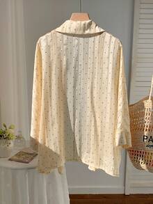 Comfortcana Spring White Solid Batwing Sleeve Shirt - Apricot - View 2