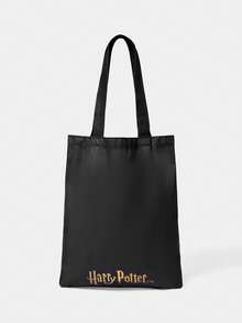 HARRY POTTER X SHEIN Bolso de mano rosa cómodo con estampado de flor, burbujas y ranúnculo para mujer - Negro - Ver 4