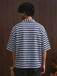 TOKVUE Men's Striped Letter Print Casual Versatile Commuting Short Sleeve Polo Shirt - Multicolor - View 2