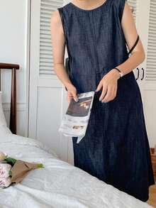 DAZY Sleeveless Denim Dress For Women, Atmospheric Styling, High-End Feel - Blue - View 6