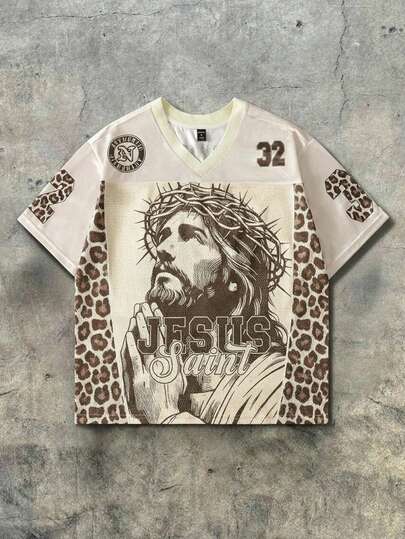 ROMWE MEN Street Life Men's Mesh Patchwork Sports Short Sleeve T-Shirt, Athletic Jersey