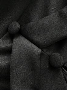 Viva Relle Plus Size Sexy Summer Deep V-Neck Asymmetric Hem Short Sleeve Dress - Black - View 7