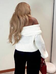 Mariisbox 露肩灯笼袖套头衫，Y2K 90年代风格，休闲可爱，适合春夏、机场、度假、秋季、返校、秋冬日常穿着，圣诞节、感恩节皆宜，时尚百搭。 - 奶油色 - 查看 2