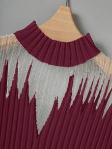SHEIN Franclia 女士网眼拼接罗纹无袖针织上衣 - 玫瑰紅 - 查看 5