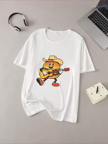 Cute Cartoon Digital Print Men's Pajama Top - Multicolor - View 3