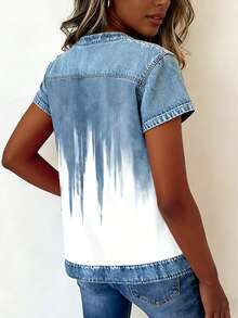 EMERY ROSE Women's All-Over Print Round Neck Casual Versatile Short Sleeve T-Shirt - Multicolor - View 2