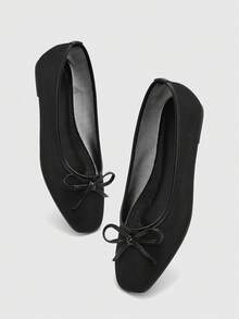 CUCCOO BIZCHIC Sepatu Loafer Datar Minimalis Kasual Serbaguna Wanita dengan Dekorasi Pita untuk Natal dan Musim Semi. - Jala hitam malam yang tenang - View 7