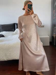 DAZY Satin Shiny Backless Criss-Cross Strap Loose Women Nightgown - White - View 1