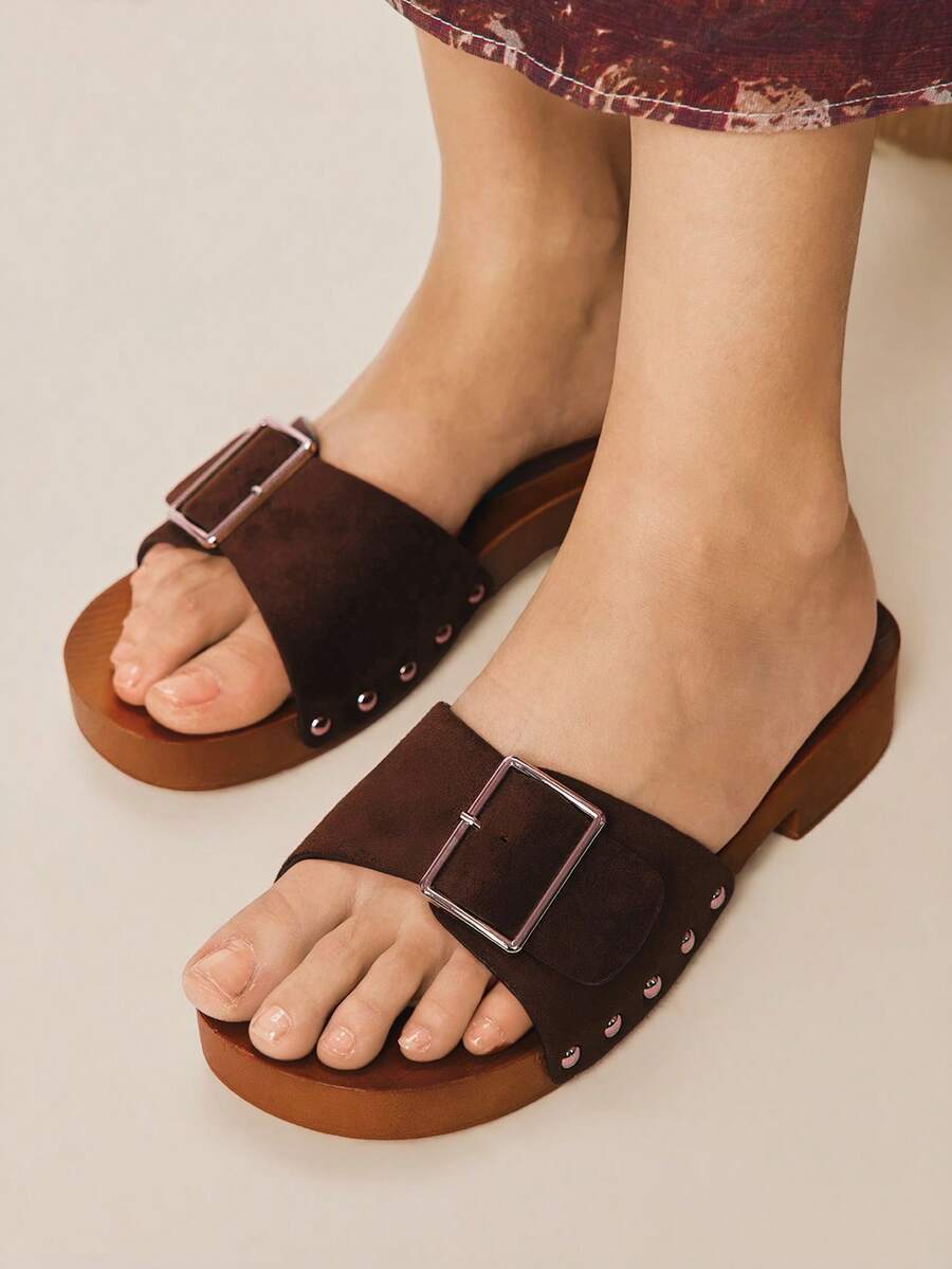 Styleloop Giày sandal đế cao có quai dành cho nữ dịp Giáng sinh - Lạc đà - Xem 1