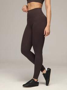 Sigmas Women's No Front Seam Legging Full Length Workout Lounge Pant Buttery Soft - Coffee Brown - View 2