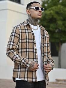 Devon Thys 男士格子休闲/商务长袖衬衫，春秋季 - 彩色 - 查看 5