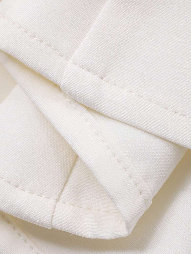 Elegant Commuter Casual Square Neck Cinched Waist White Women Tank Top Babydoll Top