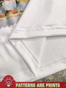 SHEIN 男士街头服饰灵感 Y2K 风格印花 T 恤，采用复古趣味印花，嘻哈风格，男士夏季圆领短袖休闲 T 恤，非常适合夏季街头运动和生活方式。 - 彩色 - 查看 5