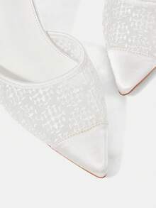 CUCCOO HITCHD Giày sandal cao gót mũi nhọn màu mơ, chất liệu ren lưới, thích hợp cho đám cưới, tiệc tùng, dự tiệc, Giáng sinh. - trắng - Xem 10