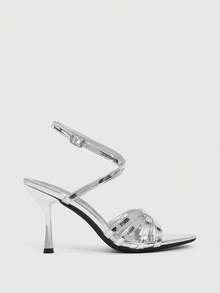 CUCCOO SZL Women's Buckle Design Fashion Daily Wear High Heel Sandals - Silver - View 11
