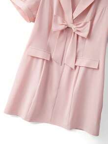 GlowEve CURVE Đầm ngắn nữ màu trơn cổ áo blazer thắt nơ tay phồng eo thon, kiểu dáng ngọt ngào cho buổi hẹn hò/tiệc trà chiều. - Hồng - Xem 6