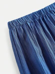 SHEIN 少女休闲纹理编织蓝色无袖上衣和直筒裤套装，适合度假、派对、优雅场合、返校季、春夏户外度假、家庭野餐、日常穿着。 - 藍色 - 查看 9