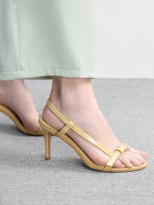 CUCCOO BIZCHIC 女士棕色简约圆头细跟中跟优雅休闲舒适一脚蹬鞋，适合工作、通勤、约会、派对、正式场合。 - 淺黃色 - 查看 5