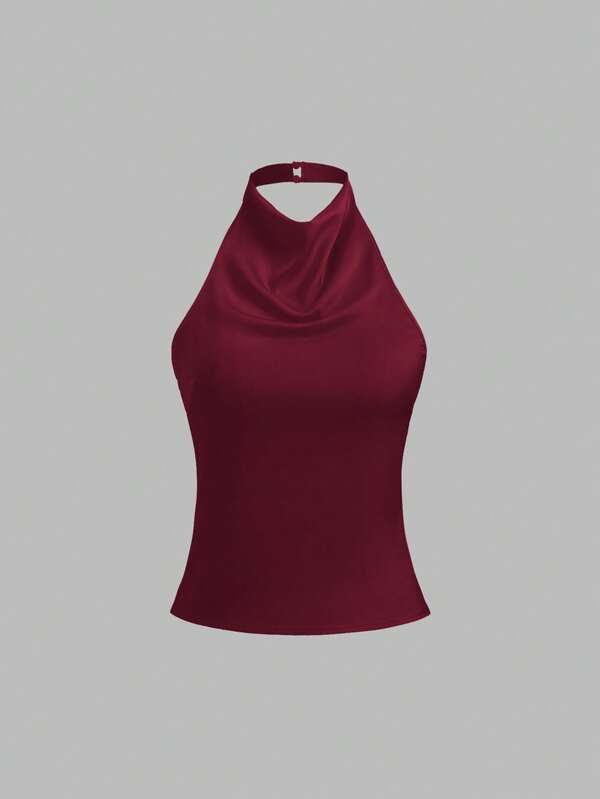 Sweetra Backless Tie Strap Sleeveless Minimalist Design Summer Camisole