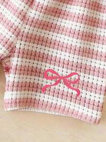 SHEIN Baby Girl Casual Round Neck Short Sleeve T-Shirt And Skinny Leggings Set, Spring/Summer - Multicolor - View 4