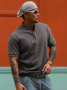 DAZY Men's Floral Print Grey & Black T-Shirt, Summer - Black - View 1