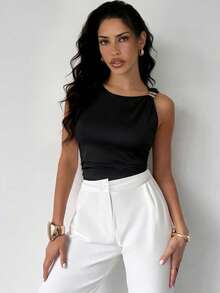 Ritzy Row Women's Sexy Bodysuit With Gold Buckle Embellishments, Valentine's Day Outfit, Sexy Outfit, Black Clothes With Gold Buckle Embellishments, Spring/Summer/Autumn Clothes, Black Jumpsuit, Black Bikini, Women's Beachwear, Beach Outfits, Carnival Outfits, 2026 Carnival Women's Styling, Summer Holiday Outfits, Spring Break Outfits, Women's Elegant Beach Swimwear. - Black - View 6