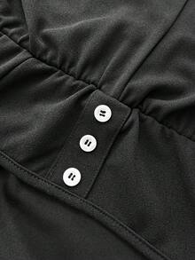 Maweii 大码女式时尚纯色连体裤 - 黑與白 - 查看 6