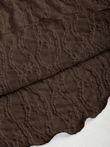 Sweetra Cropped Tube Top With Bowknot & Textured Print - Brown - View 4