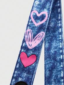 SHEIN Tween Girls' Knit Star Print Overalls, Fashionable For Back To School, Personalized Outfit For Spring, Summer, Autumn - Blue - View 4