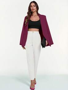 Aveloria Modichic 休闲纯色翻领西装外套，春秋季款 - 紫色 - 查看 5