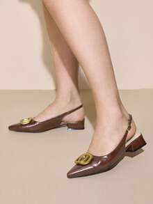 CUCCOO CURVES Giày cao gót đế rộng dành cho nữ - Cà phê nâu - Xem 5