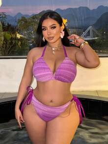 Swim SXY Plus Size Gradient Fabric Sexy Swimwear Set, European And American Style - Multicolor - View 6