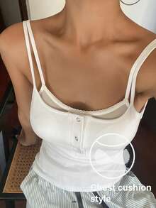 DAZY 1pc Women Built-In Padded Camisole Top - White - View 1