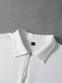 Manfinity Roghcode Set di t-shirt con chiusura lampo a metà e pantaloncini con colletto, stile casual da strada adatto per viaggi e vacanze - Multicolore - Visualizzare 5