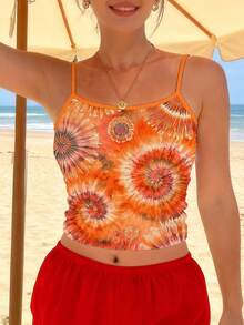 Sundraya Women's Orange Digital Print Camisole - Orange - View 1