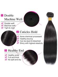 1pc Straight Human Hair Bundles Natural Black Color 10-28Inch Weave Remy Human Hair Extensions For Women - SNatural - View 9