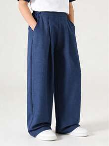 SHEIN Casuvi Kids 男童休闲宽松直筒牛仔裤 1 件 - 灰色 - 查看 1