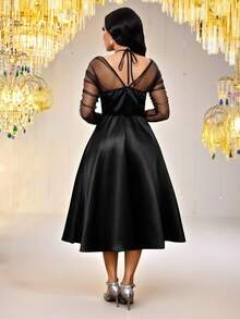 SHEIN Lady Women's Elegant Party Mesh Patchwork Mid-Length Dress  Spring To Summer Carnival Carnival Women Women Carnival Costume Carnival Costumes Women Carnival Costume Valentine Dress Valentine's Day Valentine Clothes Resort Wear Women Black Skirt Summer Summer Clothes Summer Dress Spring Outfit Spring Spring Dress Elegant Dresses For Women Wedding Guest Dress Bridesmaid Dress Wedding Casual Dresses For Women Elegant Party Dresses Elegant Dress Women Elegant Dress Bridesmaid Dress Luxury Evening Dresses For Weddings Wedding Elegant Party Dress Party Dress Carnival Costumes Carnival Carnival Costume Women Carnival Costume Carnival Women Party Elegant Party Dresses Black Skirt Black Dresses - Black - View 2