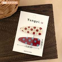 2pcs Vintage Autumn Winter Flower Acrylic Hair Clips Set For Women, Sweet Bangs Side Clips, Elegant Versatile Barrettes For Girls - Multicolor - View 11