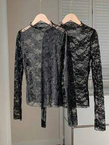 Comfortcana 2pcs Black Lace & Mesh Set - Black - View 5
