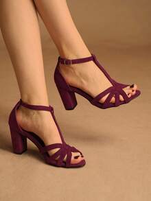 Sandal đế dày hở mũi, màu trơn, thiết kế đan chéo mới năm 2026 dành cho nữ. - Màu Đỏ Sâu - Xem 6