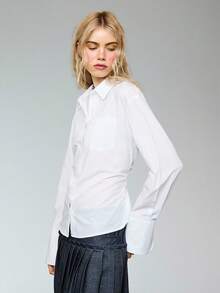 COUREZ Camisa con mangas largas y espalda anudada / Tops de verano Y2K sexy para salir, fiestas, festivales, elegante para salir y oficina - Blanco - Ver 5
