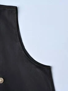 Manfinity Mode Double-Breasted Fashionable & Elegant Lapel Collar Versatile Suit Vest - Black - View 5