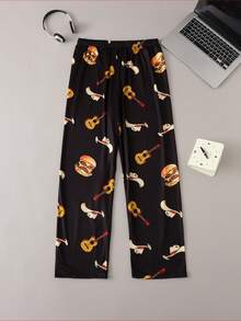 Christmas Funny Allover Print Family Party Santa Claus Snowman Reindeer Cartoon All-Over Print Fashion Men Sleepwear Lounge Pants - Multicolor - View 2